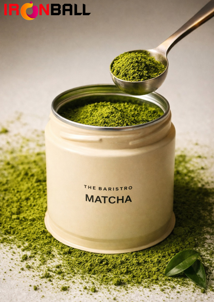 กระป๋องใส่ผงมัทฉะ สีครีม