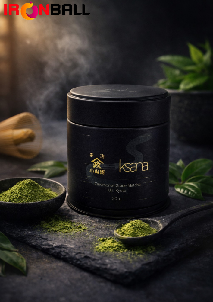 กระป๋องใส่ผงมัทฉะ สีดำ