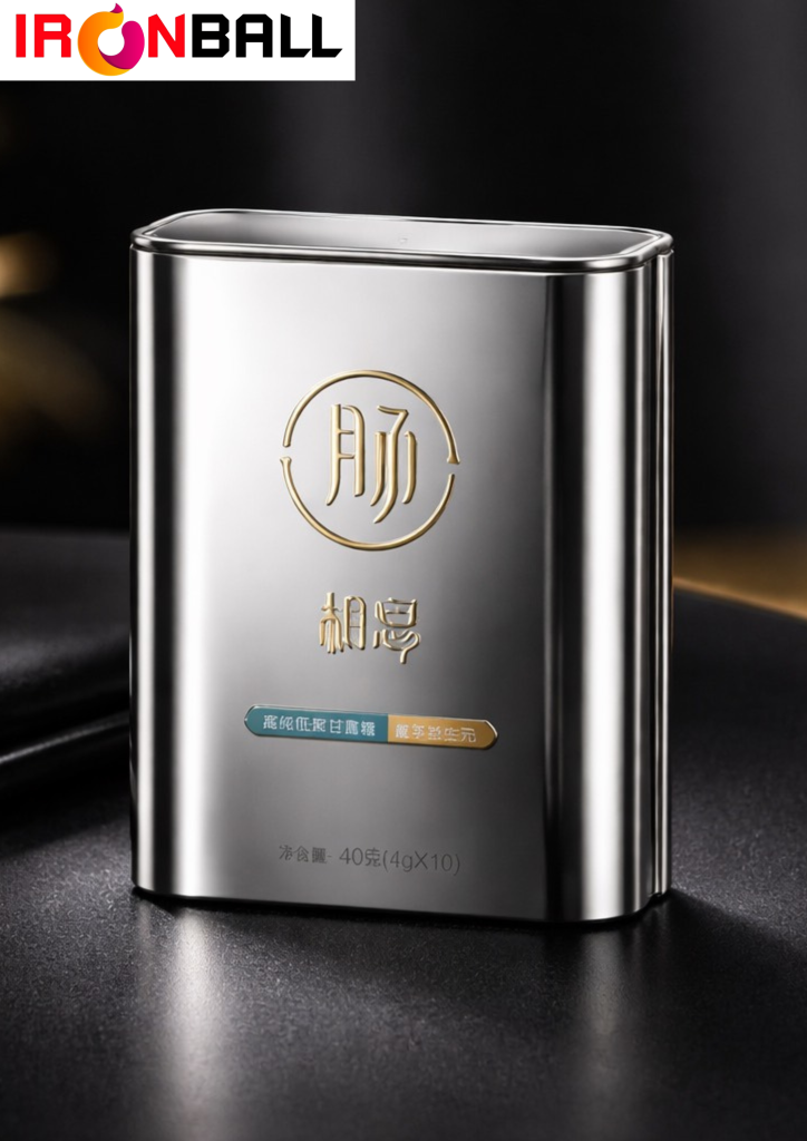 กระป๋องเหล็กทรงสี่เหลี่ยม สีเงิน