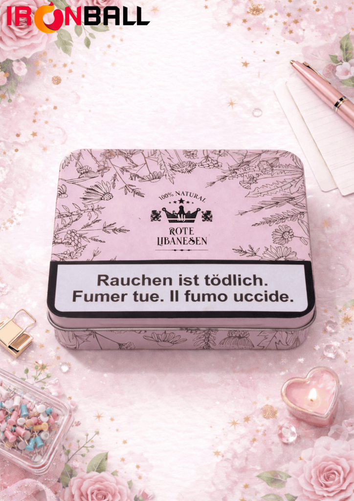 กระป๋องเหล็ก ทรงสี่เหลี่ยม สีชมพู